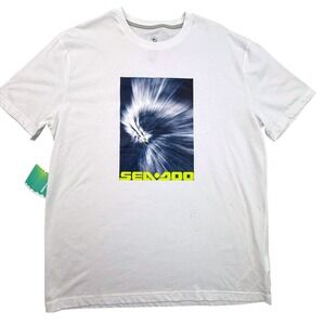 Sea-Doo T-Shirt Mens XL White Blue Graphic Short Sleeve Ocean View Cotton New